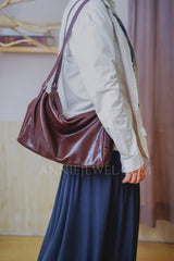 Leather Hobo Shoulder Bag Zipper Medium Hobo Purse Ladies Leather Hobo Bag - iLeatherhandbag