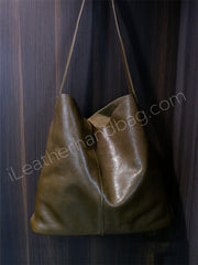 Women's Genuine Leather Hobo Tote Bag Soft Leather Hobo Bag Brown 