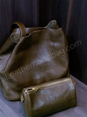 Women's Genuine Leather Hobo Tote Bag Soft Leather Hobo Bag Brown 