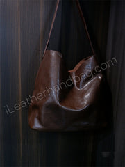 Women's Genuine Leather Hobo Tote Bag Soft Leather Hobo Bag Brown 