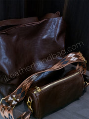 Women's Genuine Leather Hobo Tote Bag Soft Leather Hobo Bag Brown 