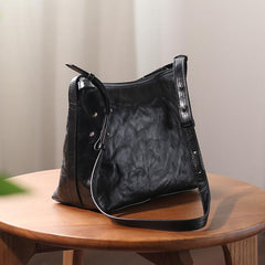 Genuine Leather Hobo Women's Bags Black Leather Hobo Purse Bag 