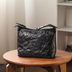 Genuine Leather Hobo Women's Bags Black Leather Hobo Purse Bag 