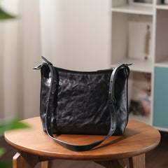 Genuine Leather Hobo Women's Bags Black Leather Hobo Purse Bag 