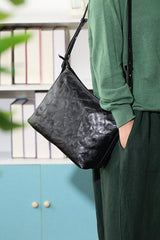 Genuine Leather Hobo Women's Bags Black Leather Hobo Purse Bag 