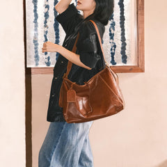 Genuine Leather Hobo Tote Bag Large Leather Hobo Bag Brown Leather Hobo Bag Womens