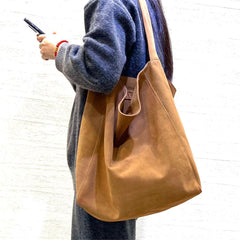 Large Suede Leather Tote Bag