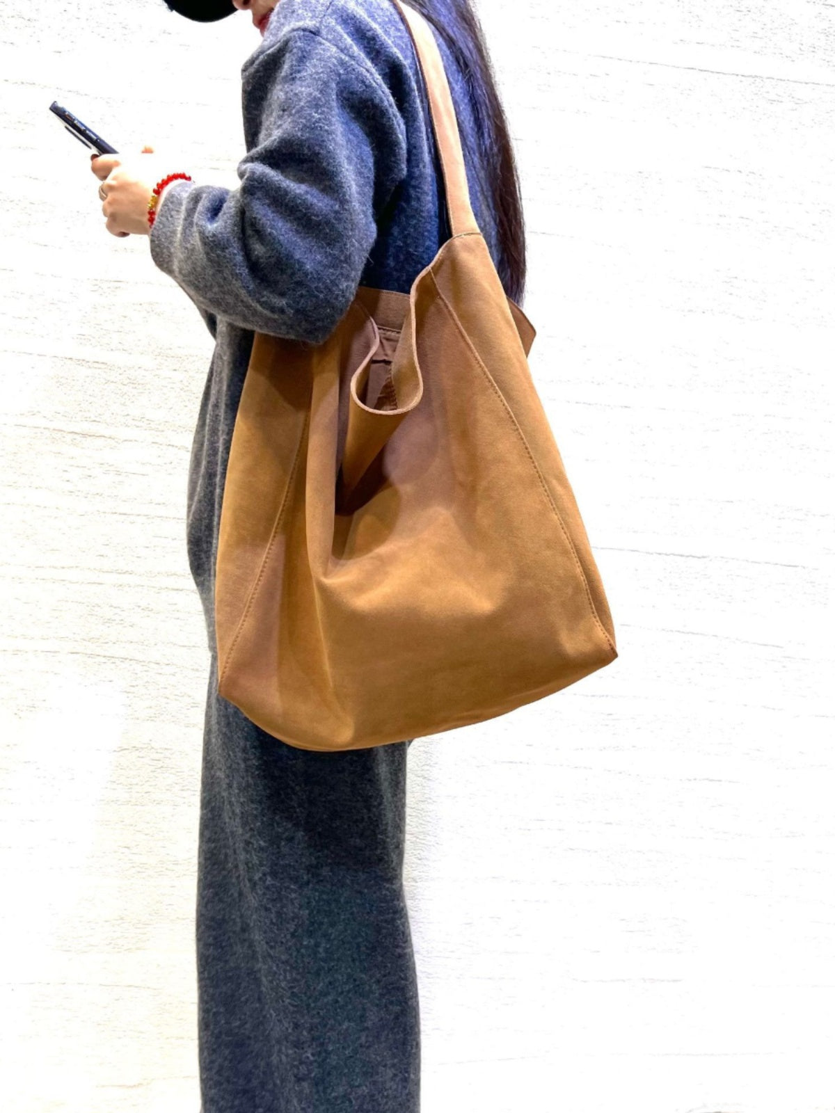  Brown Suede Shopper Bag 