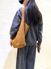 Large Suede Leather Tote Bag Brown Suede Shopper Bag 