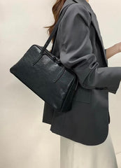 Leather Boston Shoulder Tote Bag Leather Top Handle Leather Tote Bag Womens - iLeatherhandbag