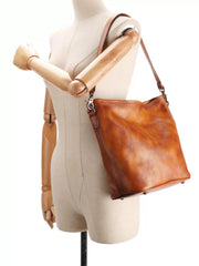 Retro Leather Bucket Crossbody Bag Genuine Leather Bucket Bag Purse Womens 