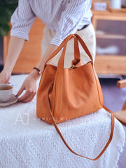 Women's Leather Bucket Tote Bag Tote Bucket Bag Leather Tote Bag tan