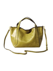 Women's Leather Bucket Tote Bag green Leather Tote Handbag 