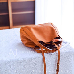 Women's Leather Bucket Tote Bag Tote Bucket Bag Leather Tote Bag tan 