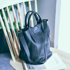 Women's Leather Bucket Tote Bag black  Leather Tote Handbag