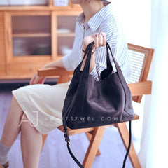 Women's Leather Bucket Tote Bag Tote Bucket Bag Leather Tote Bag black