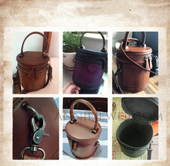 Small Genuine Leather Bucket Crossbody Bag Leather Bucket Bag Purse Womens - iLeatherhandbag