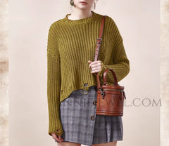 Small Genuine Leather Bucket Crossbody Bag Leather Bucket Bag Purse Womens - iLeatherhandbag