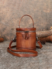 Small Genuine Leather Bucket Crossbody Bag Leather Bucket Bag Purse Womens - iLeatherhandbag