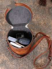 inner of Small Genuine Leather Bucket Crossbody Bag Leather Bucket Bag Purse Womens - iLeatherhandbag