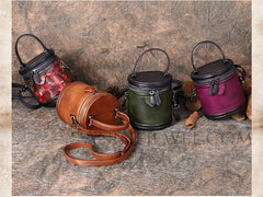 Small Genuine Leather Bucket Crossbody Bag Leather Bucket Bag Purse Womens - iLeatherhandbag