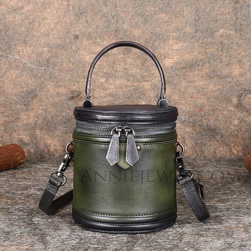 Small Genuine Leather Bucket Crossbody Bag Leather Bucket Bag Purse Womens - iLeatherhandbag