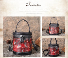 Small Genuine Leather Bucket Crossbody Bag Leather Bucket Bag Purse Womens - iLeatherhandbag