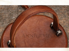 details of Small Genuine Leather Canteen Cylinder Crossbody Bucket Clutch Bags Womens - iLeatherhandbag