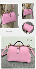 pink Leather Doctors Bag Leather Doctor Handbags Purses For Women 