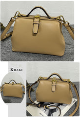 khaki Leather Doctors Bag Leather Doctor Handbags Purses For Women 