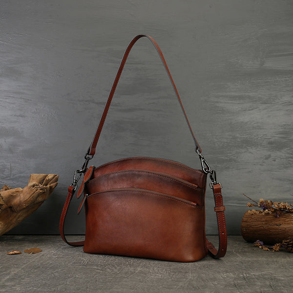 Women's Genuine Leather Satchel Crossbody Bag Brown Leather Satchel Bag 