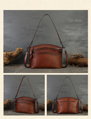 Women's Genuine Leather Satchel Crossbody Bag Brown Leather Satchel Bag 