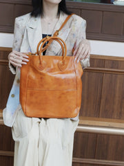 Leather Vertical Tote Bag For Women