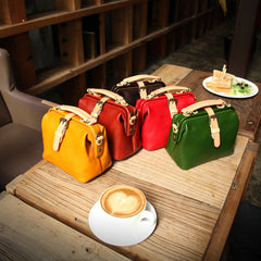 Vintage Womens Tan Leather Doctor Handbags Side Purses Doctor Purses for Women - iLeatherhandbag