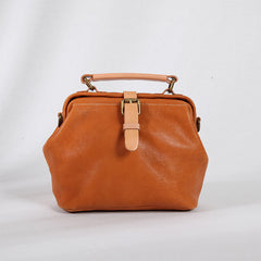 Vintage Womens Tan Leather Doctor Handbags Side Purses Doctor Purses for Women - iLeatherhandbag