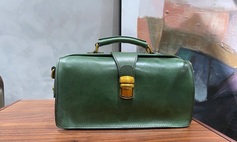 Green Leather Doctors Bag For Women