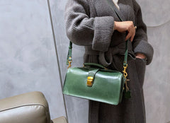 Green leather doctor bag purse For Women