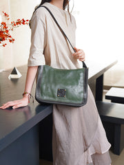 Genuine Leather Hobo Crossbody Green Leather Hobo Bag Womens