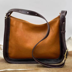 Genuine Leather Hobo Crossbody Womens brown leather hobo bag