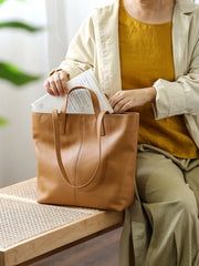 brown leather tote handbag Medium Leather Tote Womens 