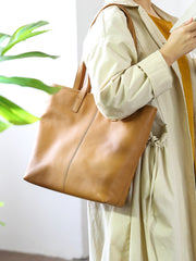 brown leather tote handbag Medium Leather Tote Womens tote brown