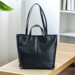 Black Leather Tote Handbag Medium Leather Tote Womens 