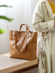 brown leather tote handbag Medium Leather Tote Womens 