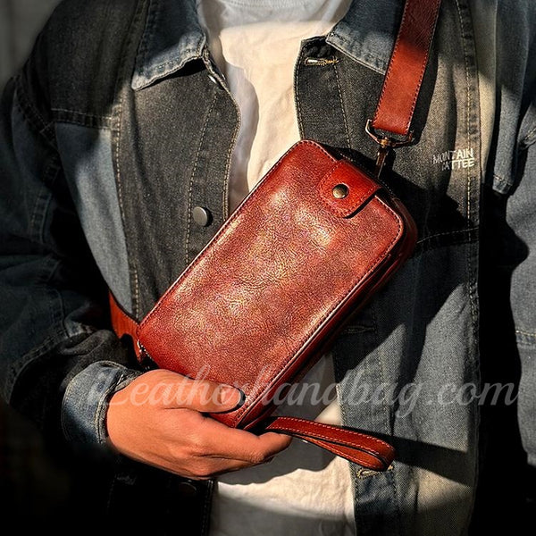 Genuine Leather Sling Bag Men's Leather Sling Bag Men Leather Mens Sling Bags Leather 