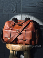 Genuine Leather Briefcase Messenger Bag Mens Leather Weekender Bag 