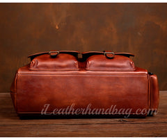 Genuine Leather Briefcase Messenger Bag Mens Leather Weekender Bag 