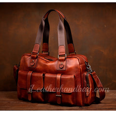 Genuine Leather Briefcase Messenger Bag Mens Leather Weekender Bag 