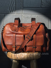 Genuine Leather Briefcase Messenger Bag Mens Leather Weekender Bag 