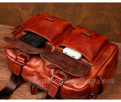 Genuine Leather Briefcase Messenger Bag Mens Leather Weekender Bag 