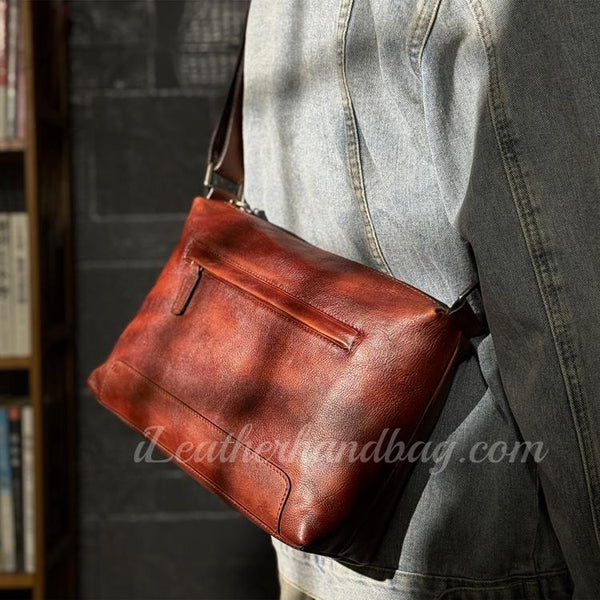 Genuine Leather Messenger Bag Mens Brown Leather Messenger Bag 